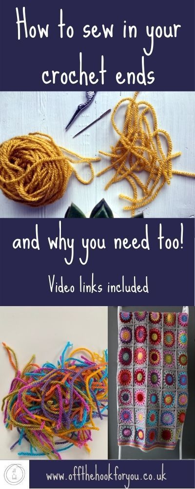 How to Sew /weave in ends in Crochet - off the hook for you How To Weave In Ends Crochet Granny Squares, Weaving In Ends Crochet, How To Tie Off Crochet End, Weave In Ends Crochet, Crochet Ends, Crotchet Hook, Crochet Joining, Hekel Patrone, Crochet Guide