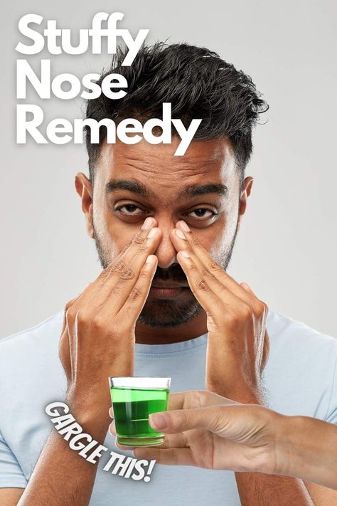 A Man with a stuffy nose about to gargle a nasal rinse for instant relief. Blocked Nose Remedy, Stuffy Nose Remedy Fast, Nasal Congestion Remedies, Nasal Congestion Relief, Congestion Remedies, Stuffy Nose Remedy, Sinus Infection Remedies, Thinning Hair Remedies, Blocked Nose