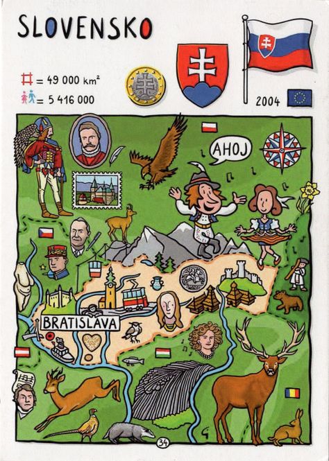 Cartoon Map, Pictorial Maps, Voyage Europe, Europe Map, Fact Sheet, Beautiful Villages, European Union, Bratislava, Aesthetic Collage