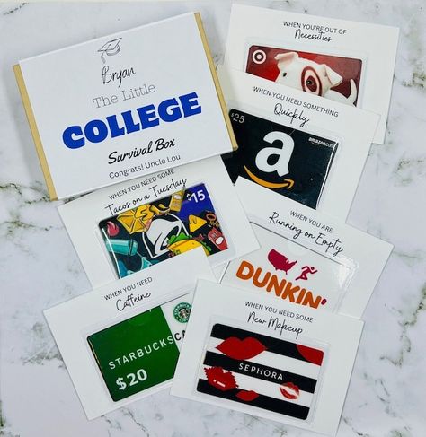 NansTeesLLC - Etsy Gift Card Basket Ideas, Card Basket Ideas, Student Care Package, Gift Card Basket, Gift Card Book, Open When Envelopes, Gift Card Presentation, College Grad Gifts, Card Basket