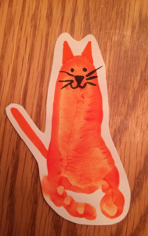 Handprint Cat Pet Week Preschool Activities Art Projects, Cat Handprint Craft, Pets Art For Toddlers, Cats Footprint, Pets Crafts For Toddlers, Cat Art Activities For Preschool, Cat Crafts Preschool, Cat Footprint, Baby Art Crafts