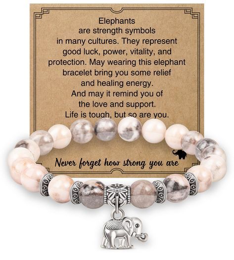 PRICES MAY VARY. SYMBOL OF STRENGTH: This elephant bracelet is a symbolic representation of strength in many cultures. It serves as a reminder to the wearer of their own inner power and resilience. GOOD LUCK CHARM: Elephants are associated with good luck, making this bracelet a perfect gift for someone embarking on a new journey or facing challenges. It can bring positive energy and fortune to the recipient's life. VERSATILE GIFT: This elephant bracelet is suitable for anyone who could benefit f Gifts For Foster Parents, Empath Healing, Affirmation Jewelry, Inspirational Encouragement, Gifts For Friend, Symbolic Representation, Spiritual Encouragement, Inner Power, Elephant Bracelet