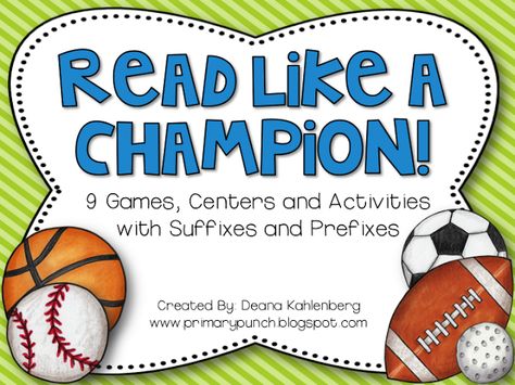 Primary Punch: Read like a Champion! Suffixes And Prefixes, Number Line Addition, Teach Like A Champion, Geometry Angles, Sports Classroom, Interactive Math Journals, Time Centers, Sports Theme Classroom, Phonics Readers