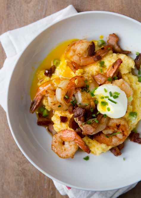 Shrimp N Grits Recipe, Shrimp And Eggs, Corn Grits, Shrimp Grits, Camille Styles, Shrimp And Grits, Shrimp N Grits, Large Shrimp, Soft Boiled Eggs