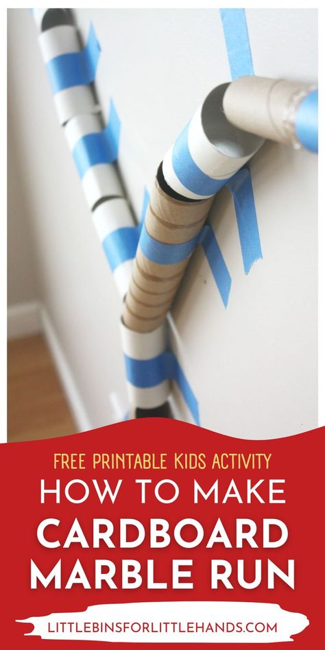 Your kids are going to love this DIY Cardboard Marble Run. Get our free printable activity sheet for this fun and interactive DIY Cardboard Marble Run. This is a great recycling STEM project to do during the winter indoors. Use old toilet paper rolls and cardboard and some tape! Cardboard Marble Run, Marble Run Diy, Kids Building Activities, Engineering Projects For Kids, Diy Marble Run, Boys Activities, Winter Science Activities, Winter Stem, Old Toilet