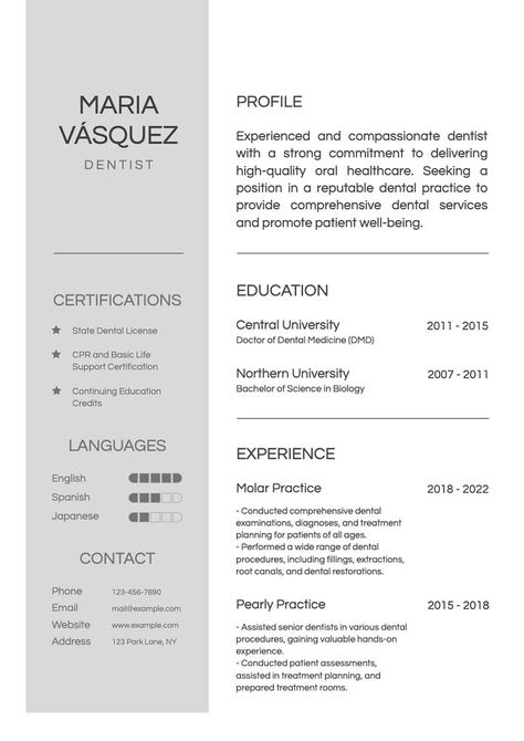 Dentist resume template, editable design | premium image by rawpixel.com / Darakoon Jaktreemongkol Dentist Resume, Basic Life Support, Education Certificate, Central University, Template Resume, Root Canal, Dental Services, Dental Practice, Awesome Designs