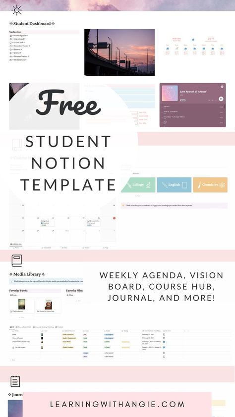 Free Aesthetic Notion Template for Students Free Aesthetic Notion Template, Notion For Students, Student Life Quotes, Student Notion Template, Notion Study, Budgeting Strategies, Study Planner Free, Template Study, Student Template