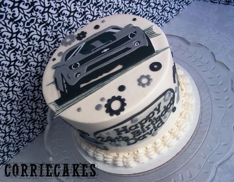 Camaro birthday cake - cake for a guy who is really into cars, especially his camaro! iced in BC with MMF decorations Car Cakes For Men, Birthday Cake For Men, Cake For Men, Fondant Cake Tutorial, Easy Minecraft Cake, Birthday Cake Cake, Cake For Boyfriend, White Birthday Cakes, Funny Birthday Cakes