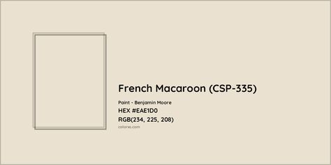 Benjamin Moore French Macaroon (CSP-335) Paint color codes, similar paints and colors - colorxs.com French Macaroon Benjamin Moore, Benjamin Moore French Macaroon, French Macaroon Paint Color, Munsell Color System, Room Renovation Ideas, Analogous Color Scheme, Dining Room Renovation, Paint Color Codes, Rgb Color Codes