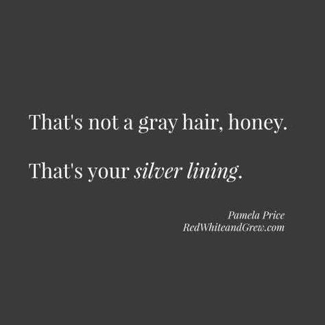 Salon Quotes, Debbie Macomber, 15th Quotes, Hair Quotes, Salon Ideas, Silver Lining, Beauty Quotes, Aging Gracefully, Gray Hair