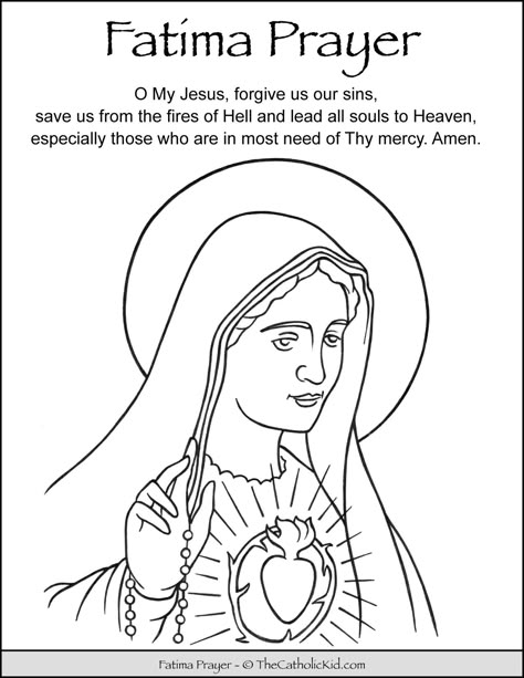 Fatima Prayer Coloring Page - TheCatholicKid.com Fatima Prayer Catholic, St Patrick Prayer, Fatima Prayer, Hail Mary Prayer, Saint Coloring, Catholic Education, Rosary Prayer, Catholic Crafts, Praying The Rosary