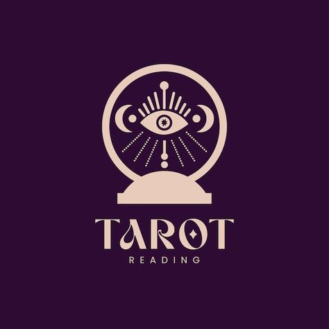 Vector astronomy tarot card reading logo... | Premium Vector #Freepik #vector Tarot Logo Ideas, Oracle Logo, Tarot Logo, Empress Tarot, Tarot Card Reading, Visiting Card Design, Logo Emblem, Reading Tarot Cards, Visiting Cards