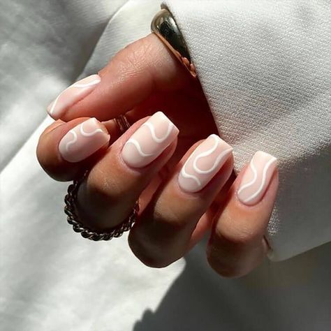 Line Nail Art, Milky Nails, White Acrylic Nails, Lines On Nails, White Nail Designs, Jelly Nails, Minimalist Nails, Nail Arts, Acrylic Nail Designs