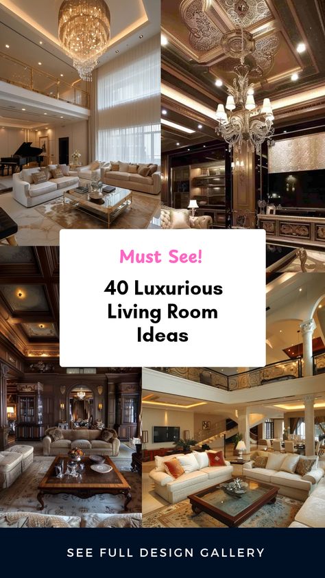 Create a stunning living room with 40 luxurious design ideas that inspire warmth and sophistication. From modern minimalist styles to classic elegance, this guide covers a variety of concepts to transform your space. Discover tips on choosing luxurious furniture, coordinating luxury color palettes, selecting the perfect decor items, and incorporating textures that elevate your interior design. Boost your living area with sophistication and charm with these thoughtful recommendations. Perfect for those seeking style hints and home makeover inspiration. Royal Living Room Luxury, Luxurious Living Room Designs, Luxurious Living Room Ideas, Cozy Glam Living Room, Living Room Inspiration Modern, Luxury Living Room Ideas, Glam Interior Design, Luxury Living Room Inspiration, Modern Luxury Living Room