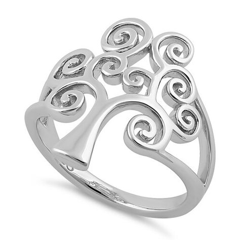 Sterling Silver Tree of Life Ring-$15.69 Silver Earrings Outfit, Tree Of Life Ring, Life Ring, Sunflower Jewelry, Silver Gold Jewelry, Silver Tree, Rings Silver, Sterling Silver Flowers, Vintage Jewellery