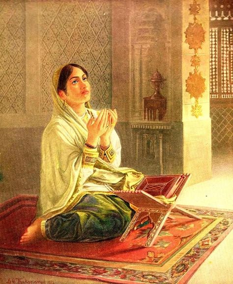 Circle of Influence Woman Praying Images, Praying Images, Woman Praying, South Asian Art, Lovely Pictures, Inspirational Illustration, Indian Painting, Cultural Architecture, Islamic Paintings