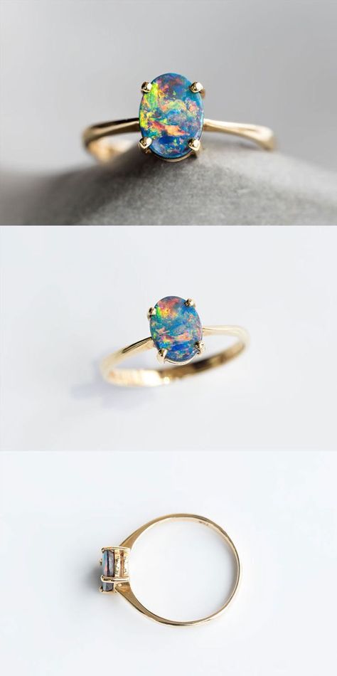 Yellow Opal Ring, Rainbow Opal Ring, Opal Rings Vintage, Real Opal Ring, Australian Engagement Ring, Natural Opal Engagement Ring, Australian Opal Engagement Ring, Gold Opal Ring Gift, Silver Opal Engagement Ring