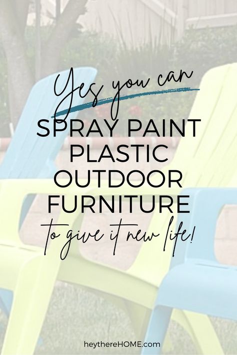 Can you spray paint plastic chairs? Yes, and spray painting plastic chairs is a great way to give them new life and add color to your outdoor living space! Read my tips for best results! How To Paint Plastic Chairs, Spray Paint Adirondack Chairs, Plastic Chair Makeover, Spray Paint Plastic Chairs, Spray Painting Plastic, Painting Plastic Furniture, Painting Outdoor Wood Furniture, Painting Plastic Chairs, Spray Paint Chairs