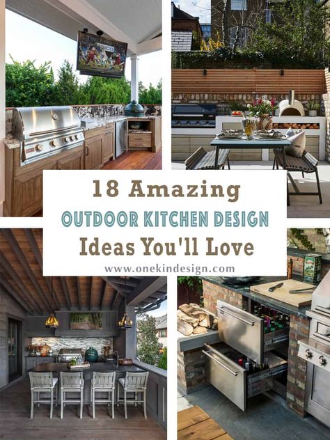 18 Most Amazing Outdoor Kitchen Design Ideas You'll Love Kitchen Bars, Small Outdoor Kitchens, Outdoor Kitchen Design Ideas, Outdoor Kitchen Design Modern, Poolside Dining, Modern Outdoor Kitchen, Outdoor Kitchen Cabinets, Outdoor Kitchen Decor, Outdoor Kitchen Plans