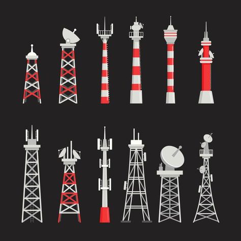 Technology City, Radio Tower, Tech Gadgets Technology, Background Technology, Radio Waves, Gadgets Technology, Radio Wave, Vector Background, Tech Gadgets