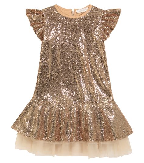 Girls Gold Dress, Gold Party Dress, Rose Gold Sequin Dress, Gold Tulle, Girls Sequin Dress, Dazzling Dress, Designer Dresses For Kids, Classic Party, Sequence Dress