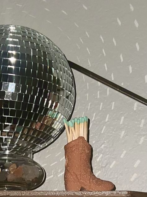 cowboy boots disco ball disco Cowboy Boots Aesthetic, Disco Ball Decorations, Disco Cowboy, Pinterest Predicts, Disco Balls, Cowboy Boot, Disco Ball, Eras Tour, Cowboy Boots