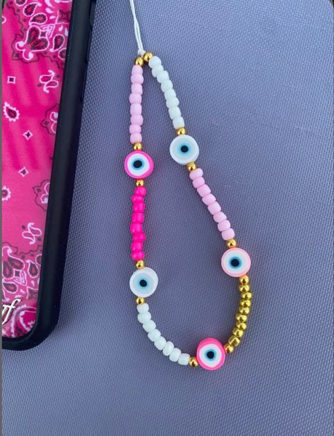 Eye Phone Case, Y2k Phone, Handmade Evil Eye, Polymer Beads, Phone Charm, Phone Accessories, Acrylic Beads, Diy Beads, Clay Beads