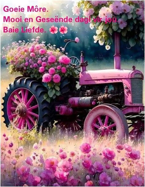 Decoupage Paper Printable, Good Night Love Pictures, Pink Tractor, Good Morning Greeting Cards, Flower Arranging, Pink Wallpaper Iphone, Art Kits, Painting Process, 5d Diamond Painting