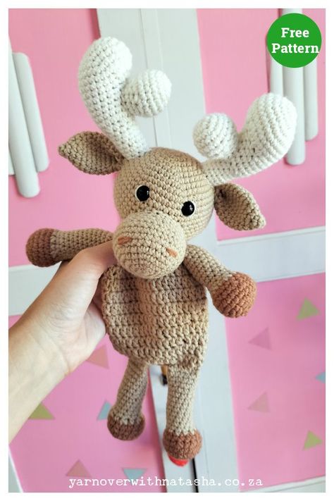 Crochet Cuddler, Amigurumi Moose, Snuggler Pattern, Crochet Moose, Lovey Crochet, Diy Crochet Patterns, Crochet Nursery, Kids Blanket, Crochet Lovey