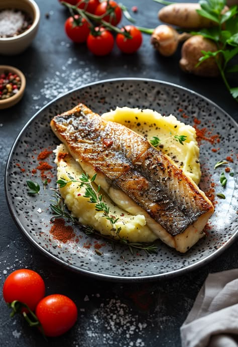 Learn How to Cook Sea Bass Recipe For Free | Recipes You'll Love, Made Easy! Easy Fine Dining Recipes, Gourmet Seafood Recipes, Fish Plating Presentation, Food Plating Ideas, Fish Recipes For Dinner, Dish Photography, Sea Bass Recipe, White Wine Sauce Recipes, Gourmet Seafood