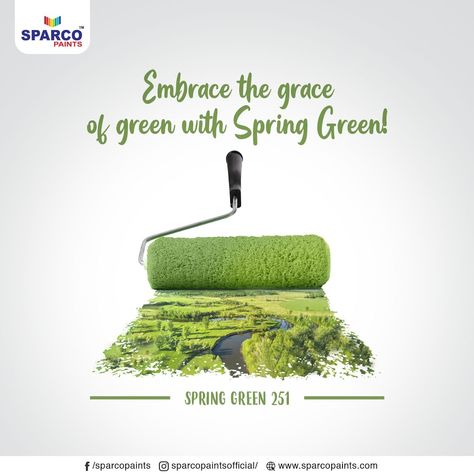 The summer is upon us and it's time to embrace the grace of green with Sparco Paints (Spring Green 251). Choose the color of nature this season for your space and feel the positivity it brings. #Sparcopaints #dropofperfection #Interior #Exterior #ShadesofPakistan #StainProof #StayHomeSaveLives #StopCorona Typography Ads, Green Marketing, Digital Advertising Design, Photoshop Tutorial Typography, Painted Post, Merry Christmas Message, Creative Advertising Design, Social Media Poster, Paint Brands