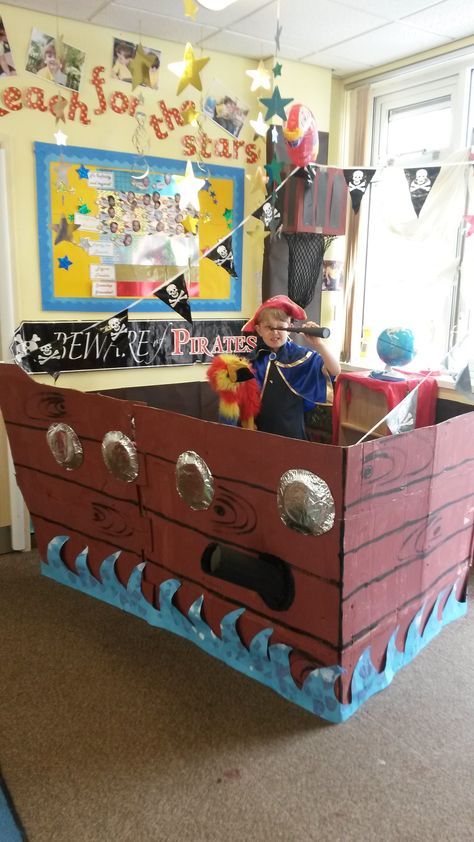 pirate ship role play Pirate Role Play Area, Under The Sea Crafts, Pirate Activities, Role Play Areas, Kids Theater, Adventure Theme, Sea Crafts, Nursery Inspo, Pirate Ship