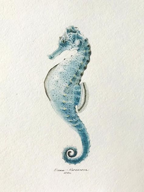 Watercolor Art Sea, Watercolor Seahorse, Seahorse Illustration, Seahorse Watercolor, Color Seahorse Tattoo, Seahorse Illustration Cute, Seahorse Watercolour Painting, Sea Horses Illustration, Seahorse Drawing