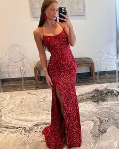 Blue Sequin Prom Dress, Red Sequin Dress, Spaghetti Strap Prom Dress, Sequin Prom Dress, Sequin Prom Dresses, Long Prom Dresses, Red Sequin, Dress Spaghetti, Mermaid Fashion