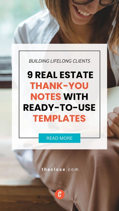 9 Real Estate Thank-you Notes That Create Clients for Life (+ Templates) Real Estate Thank You Notes, Thank You Note Template, Leasing Agent, Free Real Estate, Client Appreciation, Thank You Messages, Marketing Template, Thank You Notes, Real Estate Marketing