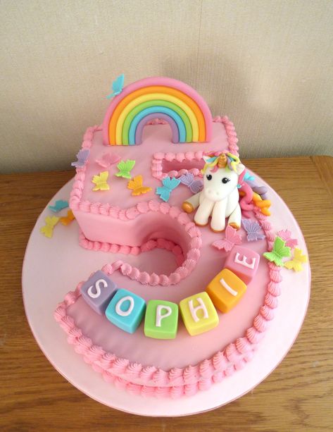 Pretty Pink Number 5 Rainbow Unicorn Birthday Cake | Susie's Cakes Butterfly And Unicorn Cake, Rainbow Unicorn Birthday Cake, Susie Cakes, Rainbow Unicorn Cake, Butterfly Birthday Cakes, 5th Birthday Cake, Burfi Recipe, Unicorn Themed Birthday Party, Rainbow Birthday Cake