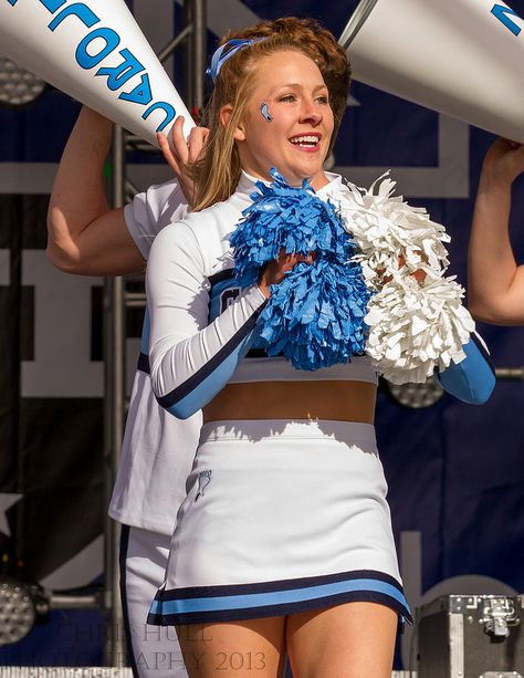 Unc Cheerleaders, College Sport, Bank Of America Stadium, College Cheerleading, Cute Cheerleaders, Football Cheerleaders, Cheerleading Uniforms, Carolina Girl, Cheer Uniform