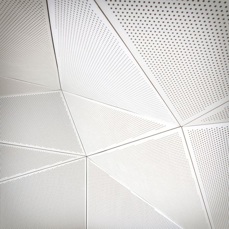 Surfrider foundation headquarters Column Cladding, Perforated Metal Panel, Surfrider Foundation, Cmf Design, Triangular Pattern, Perforated Metal, Davos, Metal Ceiling, Materials And Textures