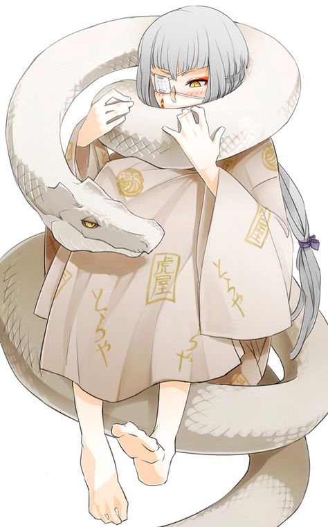 Mamushi Houjou Snake Anime, Anime Snake, Snake White, Blue Exorcist Anime, Snake Girl, Exorcist Anime, Snake Art, Hair Simple, White Snake