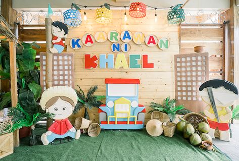 Khael's Barrio Fiesta Party | Philippines Mommy Family Blog Philippine Fiesta Themed Party, Pinoy Birthday Party Ideas, Fiesta Theme Party Filipino Backdrop, Barrio Fiesta Theme Party, Pinoy Fiesta Theme Party, Filipino Themed Birthday Party, Barrio Fiesta Filipino Theme, Filipino Fiesta Party Theme, Fiesta Theme Party Filipino