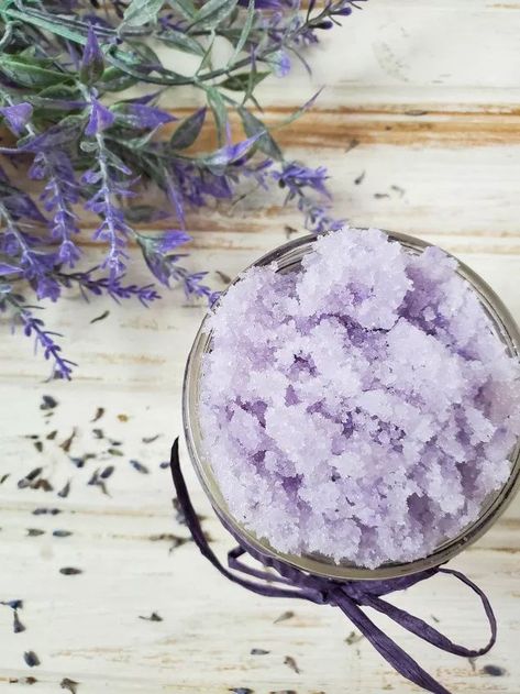 Lavender Treats, Diy Fizzy Bath Salts, Selfcare Challenge, Body Scrub Recipes, Natural Facial Scrub, Honey Sugar Scrub, Coffee Sugar Scrub, Diy Body Scrub Recipes, Lavender Sugar