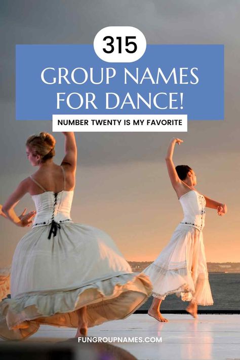 Discover the perfect dance group name with our guide. Over 315 creative, themed, and style-specific names to choose from! Dancing Account Usernames, Names For Dance Group, Dance Group Names Ideas, Unique Group Names, Prophetic Dance, Group Chat Names, Garba Dance, Group Names Ideas, Group Names