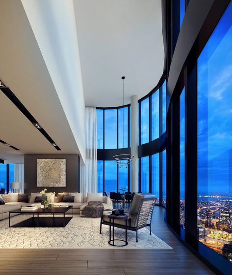 Nice Condos Apartments, Big Penthouse Apartment, Luxury High Rise Condo, Condo High Rise, High Rise Luxury Apartments, High Ceiling Penthouse, Luxury High Rise Apartment Aesthetic, Houston High Rise Apartment, Sky Rise Apartment Aesthetic