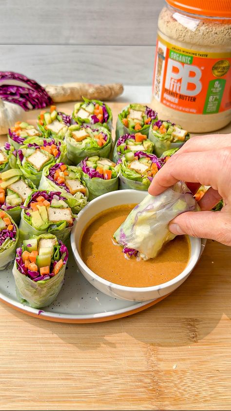 Peanut Sauce Wraps, High Protein Summer Rolls, Summer Rolls With Tofu, Vegan Spring Rolls With Peanut Sauce, Giant Summer Roll, That Vegan Babe, Fresh Rolls With Peanut Sauce, Peanut Buddha Bowl, Salad Rolls With Peanut Sauce