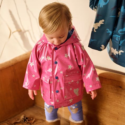 All bundled up and ready to go! Baby Raincoat, Wish Upon A Star, Glitter Stars, Baby Star, Rain Wear, Button Detail, Rainy Day, Free Design, How To Memorize Things