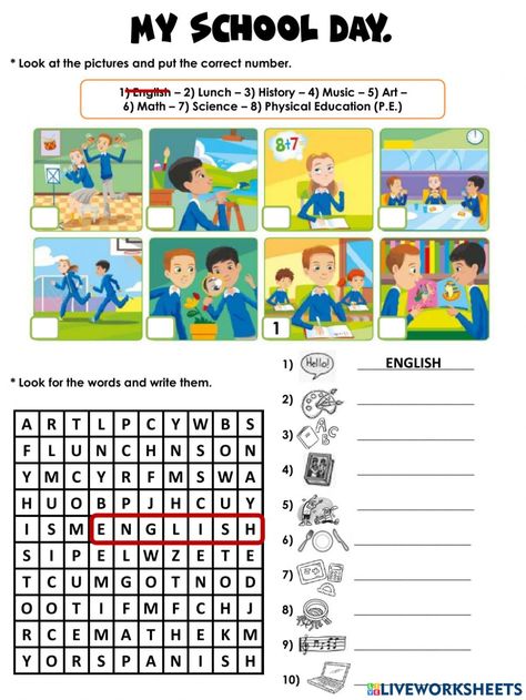 Subject Worksheet, Primary School Activities, English Primary School, School Places, School Suplies, School Timetable, Grammar For Kids, The Worksheet, Learning English For Kids