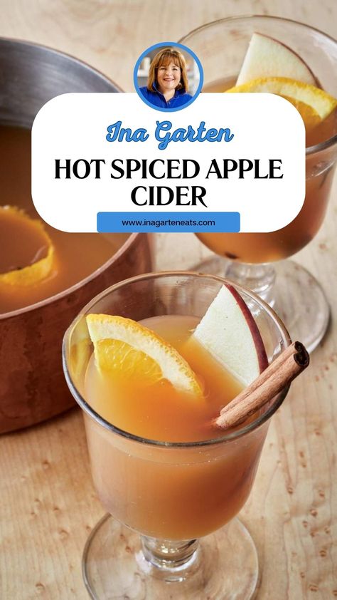 Ina Garten Hot Spiced Apple Cider Hot Spiced Apple Cider, Hot Christmas Drinks, Spiced Apple Cider Recipe, Hot Apple Cider Recipe, Cider Cake, Dried Cloves, Mulled Apple Cider, Hot Christmas, Apple Cider Recipe