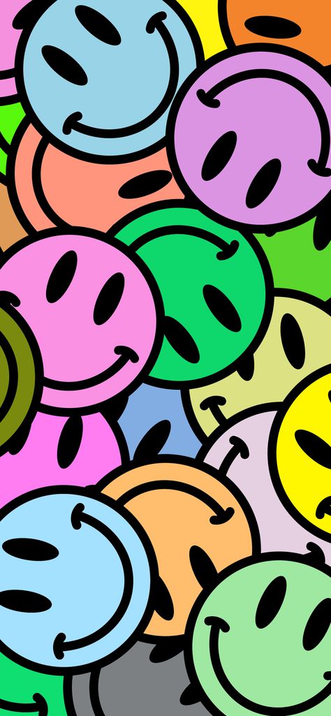 Rainbow Smiley Face Phone Wallpaper Mha Wallpaper Shigaraki, Smiley Faces Wallpaper, Smiley Face Background, Smiley Party, Faces Wallpaper, Custom Phone Wallpaper, Tunnel Wallpaper, Face Background, Heart Tunnel