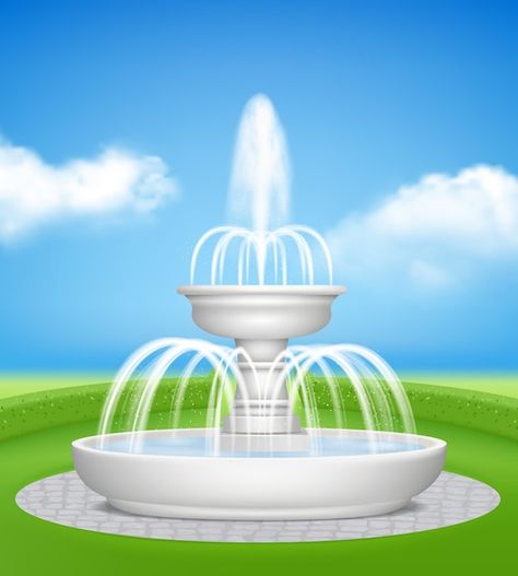 Fuente en jardín. chorro de agua salpica... | Premium Vector #Freepik #vector #fuente-agua #chorro-agua #agua-azul #salpicadura-agua Fountain In Garden, Fountain Architecture, Spray Vector, Garden Water, Water Jet, Background Illustration, Water Garden, Vector Background, Premium Vector