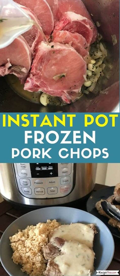 Instant Pot Frozen Pork Chops. Let me introduce you to delicious frozen pork chops in the instant pot that are loaded with a delicious flourless pork chops gravy. Paired with flavoured couscous this is a fantastic fast instant pot pork chops meal. #instantpot #instantpotrecipes #instantpotporkchops #instantpotpork Instapot Pork Chops, Frozen Pork Chops, Cooking Frozen Pork Chops, Pressure Cooker Pork Chops, Healthy Mug Recipes, Instant Pot Pork Chops, Pork Chops And Gravy, Pork Chops And Potatoes, Pork Chop Dinner